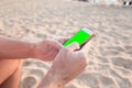 Lazy time. Man with mobile phone on a summer day Royalty Free Stock Photo