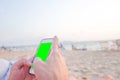 Lazy time. Man with mobile phone on a summer day Royalty Free Stock Photo