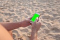 Lazy time. Man with mobile phone on a summer day Royalty Free Stock Photo