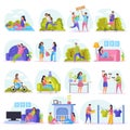 Lazy Weekends People Flat Icon Set