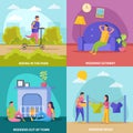 Lazy Weekends People Flat Icon Set