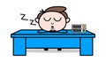 Lazy Worker - Office Businessman Employee Cartoon Vector Illustration Royalty Free Stock Photo