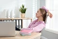 Lazy worker at desk in office Royalty Free Stock Photo