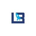 LB initial letter with rocket design logo, elements, icons, symbols, abstract, shapes. Creative inspiration idea with flat style Royalty Free Stock Photo