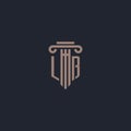 LB initial logo monogram with pillar style design for law firm and justice company