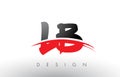 LB L B Brush Logo Letters with Red and Black Swoosh Brush Front