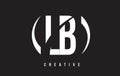 LB L B White Letter Logo Design with Black Background.