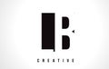 LB L B White Letter Logo Design with Black Square.