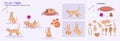 Cute Ginger Tabby cat dinner time, eating snacks, multiple poses, ready to rig and animate Royalty Free Stock Photo
