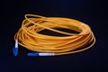 LC LC CONNECTOR YELLOW OFC PATCH CORD TELE COMMUNICATION Royalty Free Stock Photo