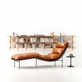 Lc8 Lounge Chair With Bookcase Shelf: Stylish And Functional Furniture Royalty Free Stock Photo