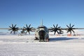 LC130 ski plane on the snow runway at McMurdo