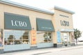 tor, canada - august 17, 2023: lcbo liquor control board of ontario store with logo sign letters writing text 216 p 17 h