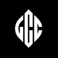 LCC circle letter logo design with circle and ellipse shape. LCC ellipse letters with typographic style. The three initials form a Royalty Free Stock Photo