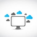 Lcd monitor cloud computing concept