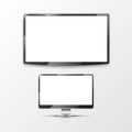 Lcd monitor, computer display and smart TV screen. Vector mockups Royalty Free Stock Photo