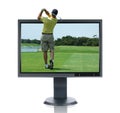 LCD Monitor and Golfer Royalty Free Stock Photo