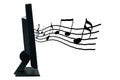 LCD monitor with musical notes Royalty Free Stock Photo