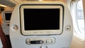 LCD rear seat on the plane Royalty Free Stock Photo