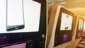 LCD rear seat on the plane Royalty Free Stock Photo