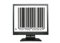 LCD screen with a bar code of a non-existent product