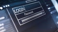 LCD Screen Displaying Login Password Field, Close-up Macro Royalty Free Stock Photo