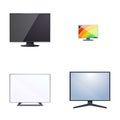 Lcd screen icons set cartoon vector. Tv and computer monitor screen Royalty Free Stock Photo