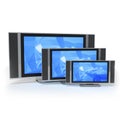 LCD screen TVs in 3 different sizes blue Royalty Free Stock Photo