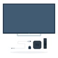 LCD TV with Set-top box, remote control, flash drive and USB cable Royalty Free Stock Photo