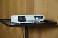 LCD video projector at business conference or lecture in office with copy space. projector on ceiling indoors . LCD video Royalty Free Stock Photo