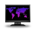 Lcd with world map Royalty Free Stock Photo