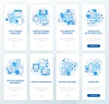 LCMS and CMS features blue onboarding mobile app screen set Royalty Free Stock Photo