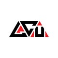 LCU triangle letter logo design with triangle shape. LCU triangle logo design monogram. LCU triangle vector logo template with red Royalty Free Stock Photo