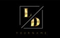 LD Golden Letter Logo with Cutted and Intersected Design