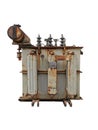 Ld power transformer.Oil immersed type in main store on white isolated background and clipping path Royalty Free Stock Photo