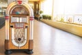 Ld retro vintage jukebox in a diner blasting old time music hits with neon lights, Rockola vintage