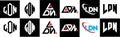 LDN letter logo design in six style. LDN polygon, circle, triangle, hexagon, flat and simple style with black and white color Royalty Free Stock Photo