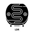 ldr icon, black vector sign with editable strokes, concept illustration