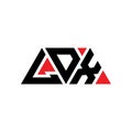 LDX triangle letter logo design with triangle shape. LDX triangle logo design monogram. LDX triangle vector logo template with red Royalty Free Stock Photo