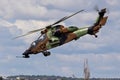 LE BOURGET PARIS - JUN 21, 2019: French Army Eurocopter Airbus EC-665 Tiger attack helicopter in flight at the Paris Air Show Royalty Free Stock Photo