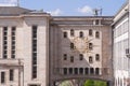 Le Carillon du mont des arts bruxelles Wall Clock decorated with statues Royalty Free Stock Photo