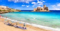 Le Castella .Isola di Capo Rizzuto, beach and castle of Calabria. Royalty Free Stock Photo