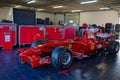 Ferrari F1 car in the garage during the fifth French Historic Grand Prix on Circuit Paul