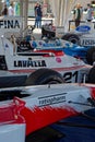Outdoor museum of old F1 cars in the paddock during the fifth French Historic Grand Prix on