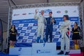 On a podium during the fifth French Historic Grand Prix on Circuit Paul Ricard