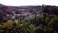 Village of MourÃÂ¨ze drone view, rocky landscape in France