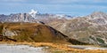 Le fornet mountains near Val dIsere, France - captured from Col de lIseran road Royalty Free Stock Photo