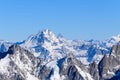 Le Grand Combin and Mont Cervin in Europe, France, Rhone Alpes, Savoie, Alps, in winter on a sunny day