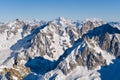 Le Grand Combin and Mont Cervin in Europe, France, Rhone Alpes, Savoie, Alps, in winter on a sunny day