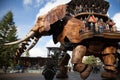 Le Grand Elephant. The Grand Elephant. A gigantic mechanical elephant walks around carrying passengers Nantes, France - NOVEMBER